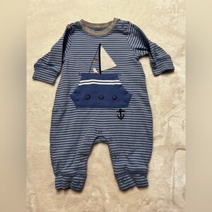 GAP Blue Striped Sailboat Footie